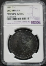 미국 1881년 1$ 모건 달러 미사용 은화 NGC UNC DETAILS
