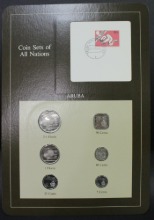 세계의 현행주화 아루바 1986년 6종 미사용 주화 및 우표첩 세트