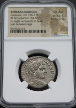 로마 198~217년 황제 카라칼라 (Caracalla) 세겔 (테트라드라크마) 은화 NGC AU 인증