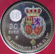 스페인 2018년 킹 펠리페 6세 국왕 탄생 50주년 기념 30유로 은화