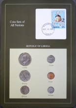 세계의 현행주화 라이베리아 1968~1984년 6종 미사용 주화 및 우표첩 세트