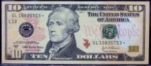 미국 2004년 10$ 10달러 스타 노트 (보충권) 미사용