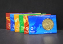 호주 2000년 시드니 올림픽 5$ 황동화 - 6종 일괄 (육상, 하키, 양궁, 체조, 요트, 역도 도안)