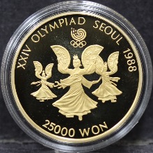 한국 1987년 (1988년) 서울 올림픽 부채춤 프루프 금화