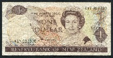 뉴질랜드 1989년~1992년 1달러 지폐 사용제