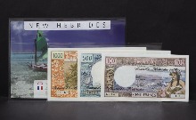뉴헤브리데스 (영국 프랑스 공동 지배 / 현,  바누아투) 1977~1979년 구권 지폐 3종 세트 (100, 500, 1000프랑) 미사용