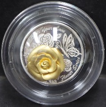 한국조폐공사 2019년 꽃 플라워 시리즈 1차 - 장미 은+금 입체 메달