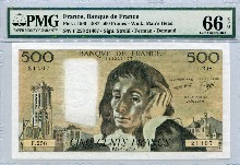 프랑스 1987년 500프랑 PMG 66등급